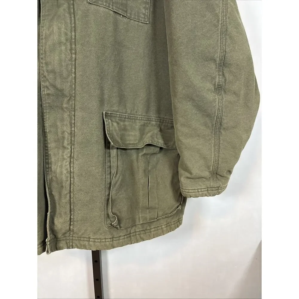Dickies Duck Canvas Chore Coat Mens 3XL Green VTG Work Jacket Corduroy Collar